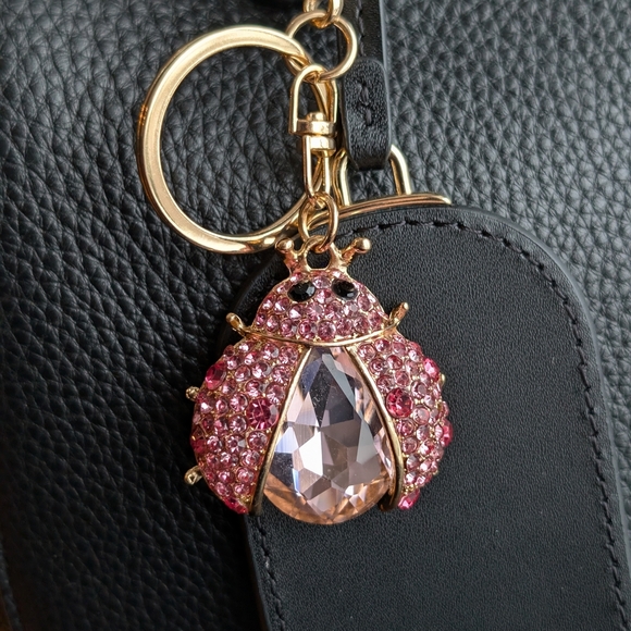 Handbags - Pink Crystal Ladybug Bag Charm Keychain Rhinestones